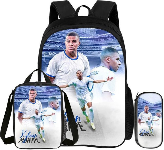 Fancy Style Studio Fußball Sport Rucksack M-Mbappe 3er Set mit Federmäppchen und Brotdose in Multicolour - Bild 1