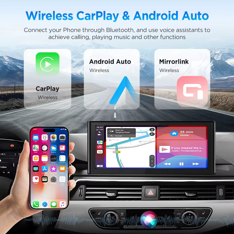 Junsun Wireless CarPlay und Android Auto Autoradio mit Qualcomm Snapdragon 668 für Audi A4 B5 B9 und A5 2017–2020 in Schwarz - Bild 4