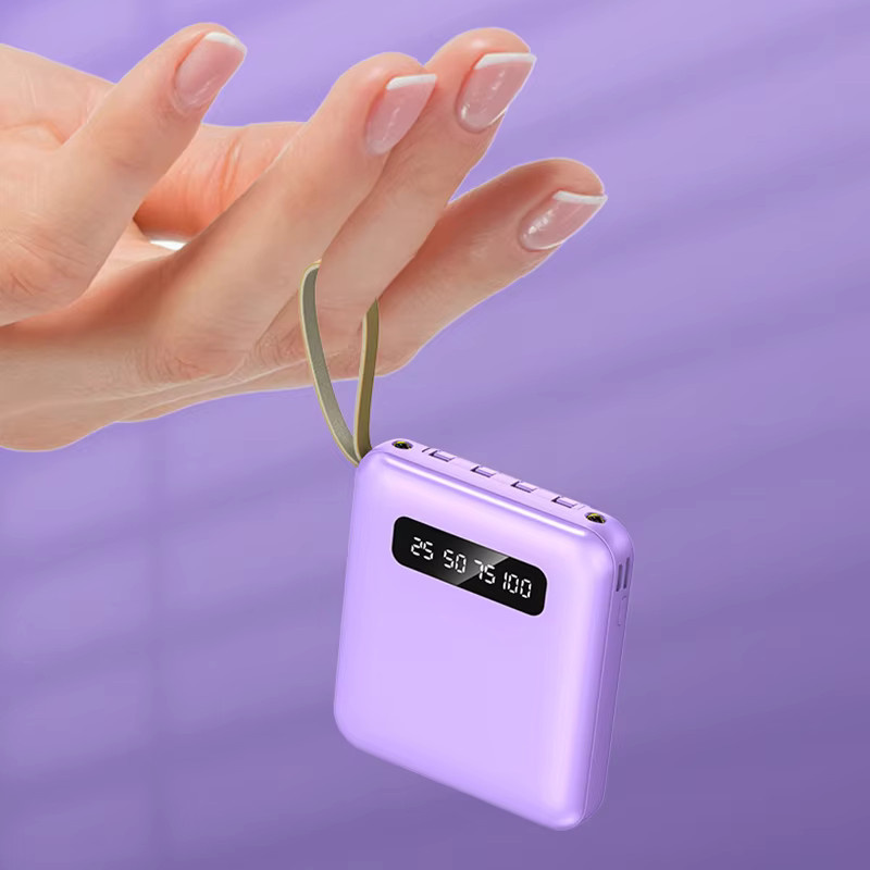 Mini Powerbank mit Schnellladung und 4 integrierten Kabeln, 20000mAh, Schwarz - Bild 4