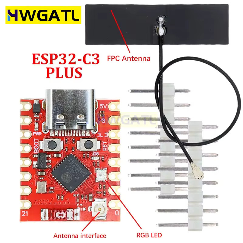 HWGATL ESP32-C3 SuperMini Plus Entwicklungsboard V2.0 mit WiFi und Bluetooth in Rot - Bild 3
