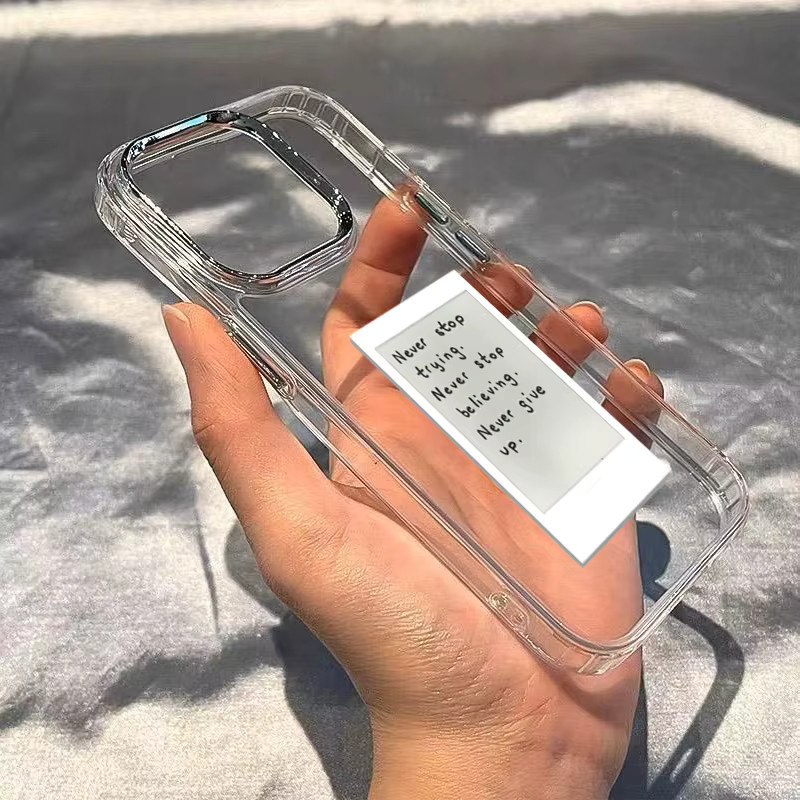 Transparente Handyhülle mit Never Give Up Design für iPhone 11 bis iPhone 17 Pro Max und SE2 - Bild 2