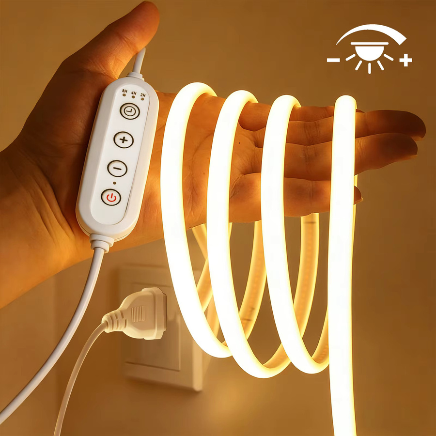 HEGEHE COB Neon LED Streifen mit Timer und Dimmfunktion, Weiß, 288 LEDs/m, Wasserdicht, AC 220V mit EU Stecker - Bild 2