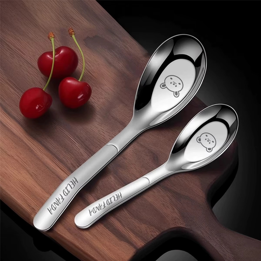 WORTHBUY 2er Set Dessertlöffel mit langem Griff aus Edelstahl 316 in Silber, spülmaschinenfest - Bild 3