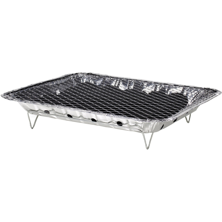 Flash Einweggrill mit Holzkohle in Silber, B/T/H: 24 x 31 x 4 cm - Bild 2