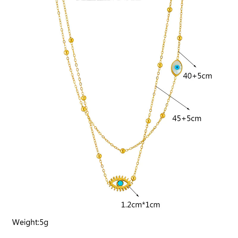DIEYURO Halskette Multilayer 2in1 Auge Anhänger, Edelstahl, Gold, Damen - Bild 2
