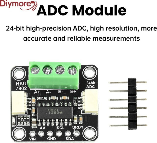 diymore NAU7802 ADC-Datenkonvertierungs-Druckmodul, Hochpräzises 24-Bit ADC-Modul mit STEMMA QT/QWIIC, Schwarz - Bild 1