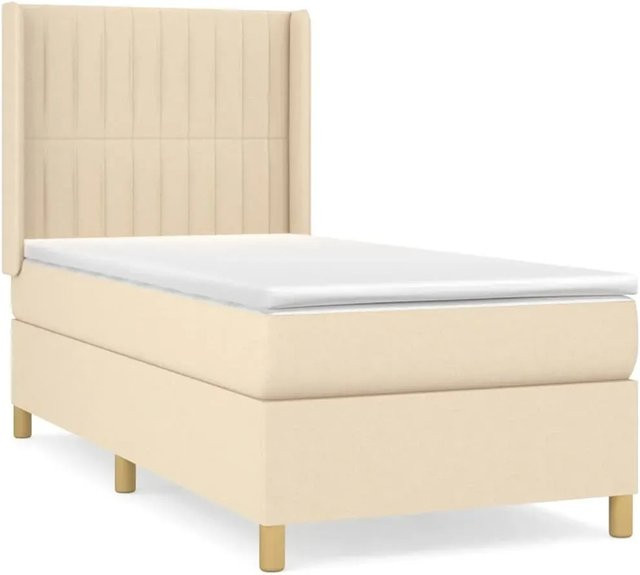 vidaXL Boxspringbett mit Matratze Hybrid-Design in Beige, B/T/H: 90 x 190 cm - Bild 1