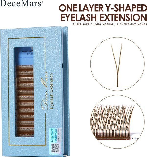 DeceMars Wimpernverlängerung, Braun, 2D Y-Form, Einlagig, Unisex - Bild 1