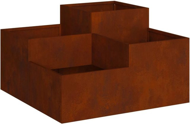 vidaXL Gartenblumentopf aus wetterfestem Stahl in Rost-Optik, B/T/H: 100 x 100 x 48 cm - Bild 1