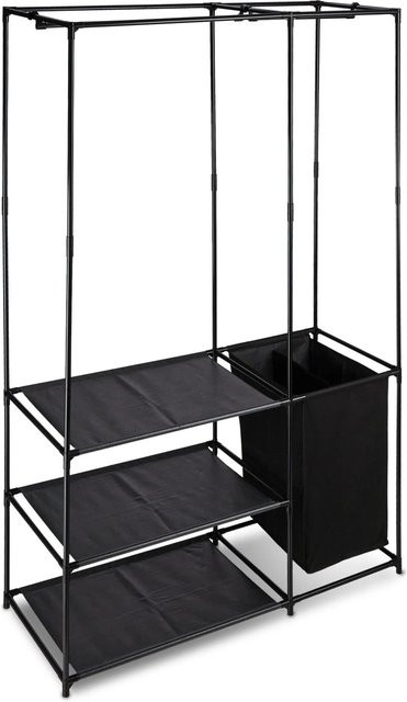 Relaxdays Kleiderschrank aus Metall mit Wäschekorb in Schwarz, B/T/H: 115 x 50 x 180 cm - Bild 1