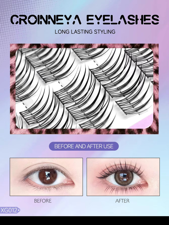 GROINNEYA Wimperncluster-Set, Manga-Wimpern, Volumen, Unisex - Bild 4
