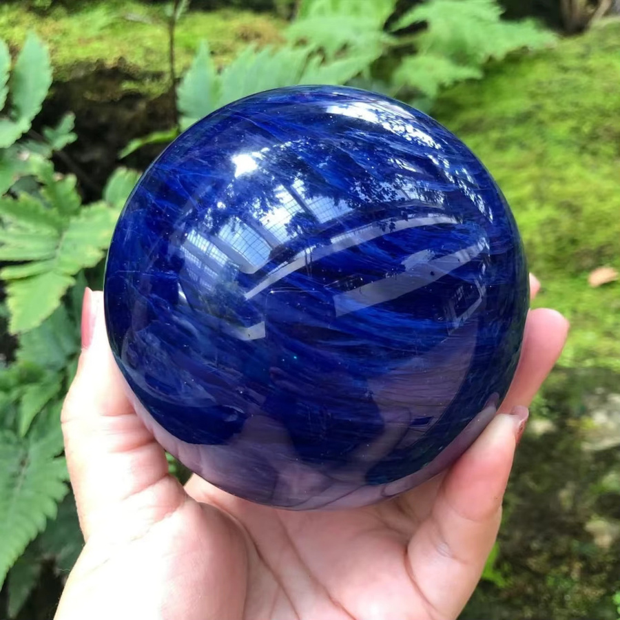 Blaue Schmelzkugel im böhmischen Stil von CrystalHola, polierte Steinverzierung in runder Form für deine Tischdekoration - Bild 2