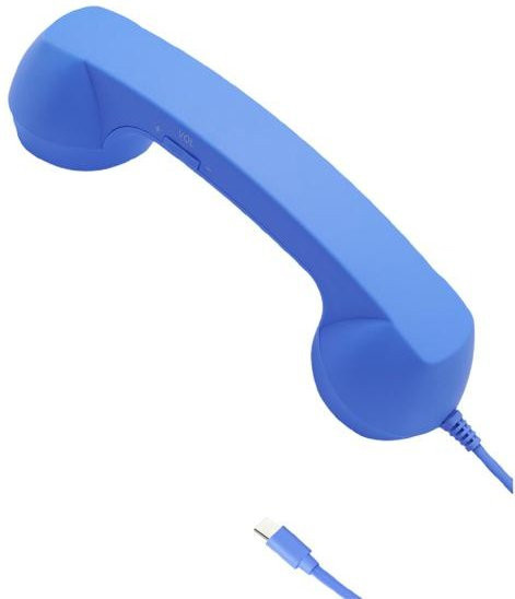 Retro Telefonhörer von Xuge als Universal Smartphone Empfänger mit Mikrofon und Lautsprecher in Blau mit Typ-C und 3,5mm Klinkenanschluss - Bild 1