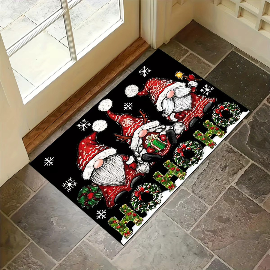 VIKAMA Weihnachtsteppich mit Weihnachtsmann-Motiv, dekorative Fußmatte für Wohnzimmer, Küche oder Eingangsbereich, mehrfarbig, B/T: 60 x 40 cm - Bild 3