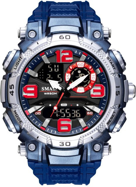 SMAEL Digitaluhr, Quarz, Kunststoff, Blau, Herren, 5 ATM - Bild 1