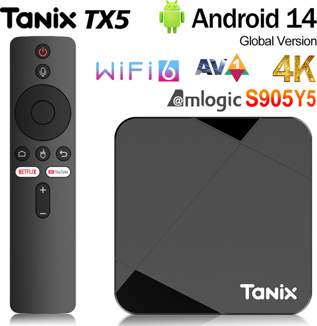 TANIX TX5 Set-Top-Box mit Android 14, S905Y5 Chip, WiFi 6 und 4K UHD Media Player in Schwarz - Bild 1