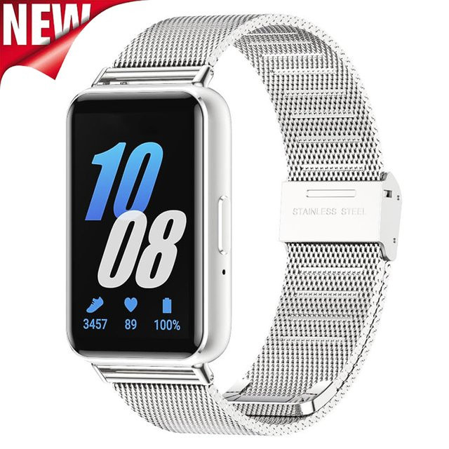 CAOWTAN Uhrenarmband Edelstahl, Silber, Unisex, für Samsung Galaxy Fit 3 - Bild 1
