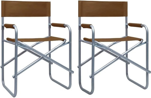 Set aus 2 Regiestühlen von vidaXL in Braun mit Stahlgestell und UV-beständigem Stoffbezug - Bild 1