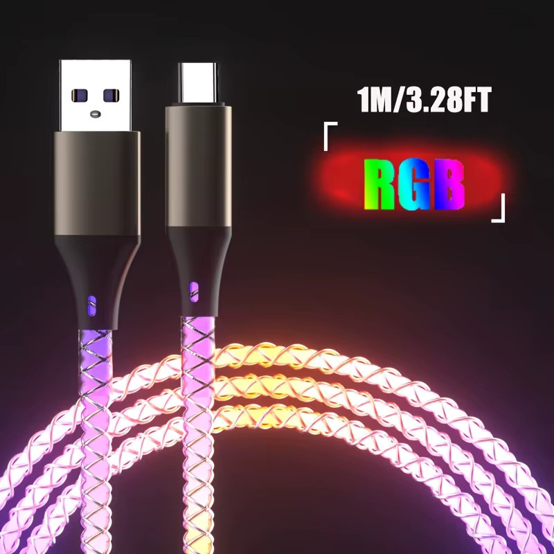 VBNM USB-C auf USB-C Schnellladekabel mit RGB-Atemlicht, Multicolour, kompatibel mit iPhone 16/15, Samsung S23/S22, Xiaomi 14/13 Pro und K60 - Bild 3