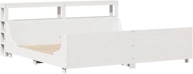 vidaXL Massivholzbett aus Kiefernholz in Weiß, rustikaler Stil, B/T/H: 200 x 206 x 82 cm - Bild 1