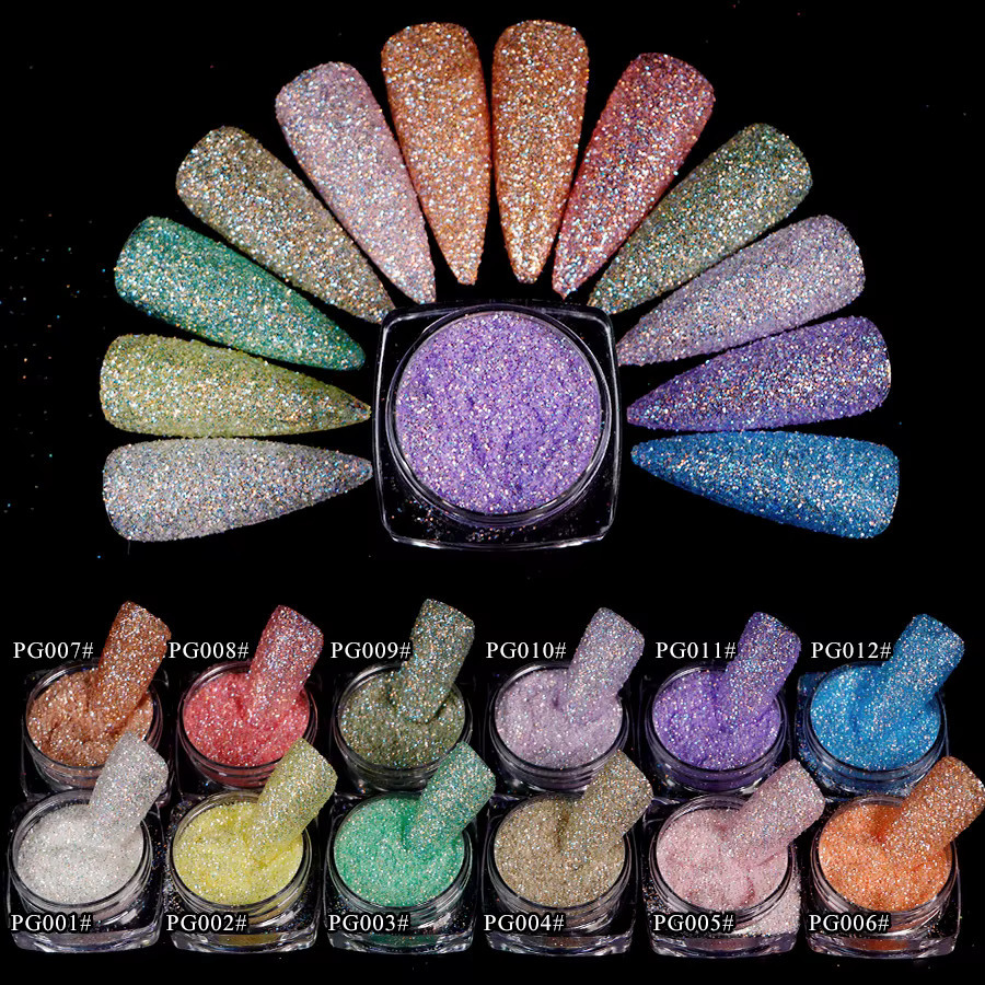HotPress Nail Art Glitter Pulver, Schimmernd, 12 Boxen - Bild 2