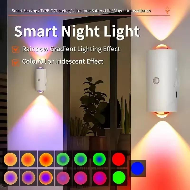 4er-Set YJMP Super Lighting Intelligente LED-Nachtlichter mit Bewegungssensor, USB-wiederaufladbar, RGB-Farbverlauf, Weiß/Mehrfarbig - Bild 7