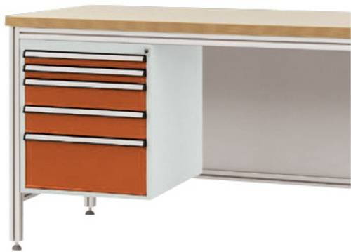 Manuflex ZB4872.2001 Gehäuse-Unterbau für ALU-Arbeitstische mit 5 Schubfächern, Nutzhöhe: 50 cm, für Tischtiefe: 80 cm - Bild 1