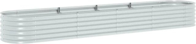 Furniertes Garten-Hochbeet aus verzinktem Stahl in Silbern, B/T/H: 400 x 80 x 44 cm - Bild 1