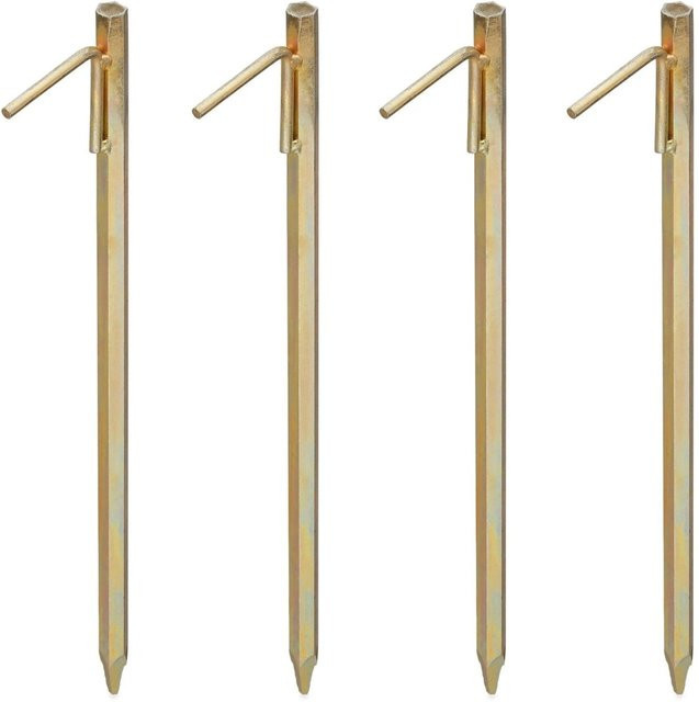 Relaxdays Bodenanker 4er Set aus galvanisiertem Stahl in Gold, Höhe: 50 cm - Bild 1
