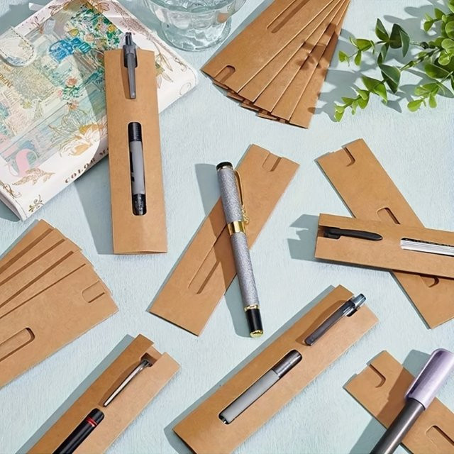 50 Stück robuste Kraftpapier-Stifttüten in Schwarz und Braun als kratzfeste Schutzhülle für Stifte, Bleistifte und Marker für Schule und Büro - Bild 1