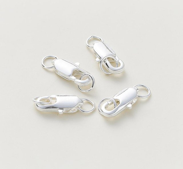 Karabinerverschluss und Biegeringe, vergoldetes Messing, silber, DIY Bastelzubehör-Set - Bild 1