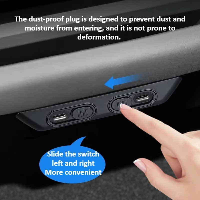 Beworth USB-C Anti-Staubschutzabdeckung und Luftauslassschutzabdeckung für Tesla Model 3 Highland und Model Y, Schwarz - Bild 3
