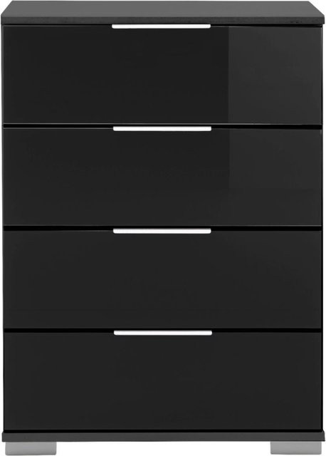 Nachtkonsole Easy Plus Poco in Schwarz mit Glasoberfläche, B/H/T: 52 x 74 x 38 cm - Bild 1