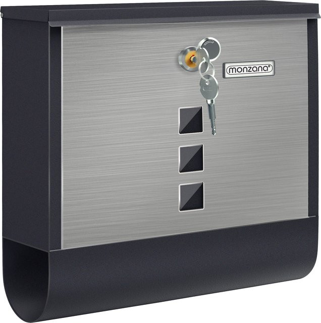 Briefkasten Monzana aus Stahl in Schwarz/Silber, B/T/H: 30,5 x 10 x 33,5 cm - Bild 1