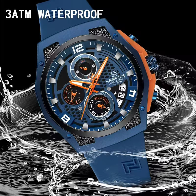 NAVIFORCE Armbanduhr Chronograph, Quarz, Silikon, Schwarz, Herren - Bild 3