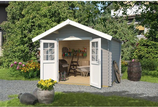 WEKA Gartenhaus 209 aus Holz mit Satteldach in Grau, B/H/T: 333 x 261 x 360 cm - Bild 1
