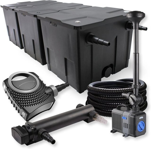 Sunsun Neo8000 3-Kammer Filterset mit UVC Teich Klärer für bis zu 90000 Liter in Schwarz - Bild 1