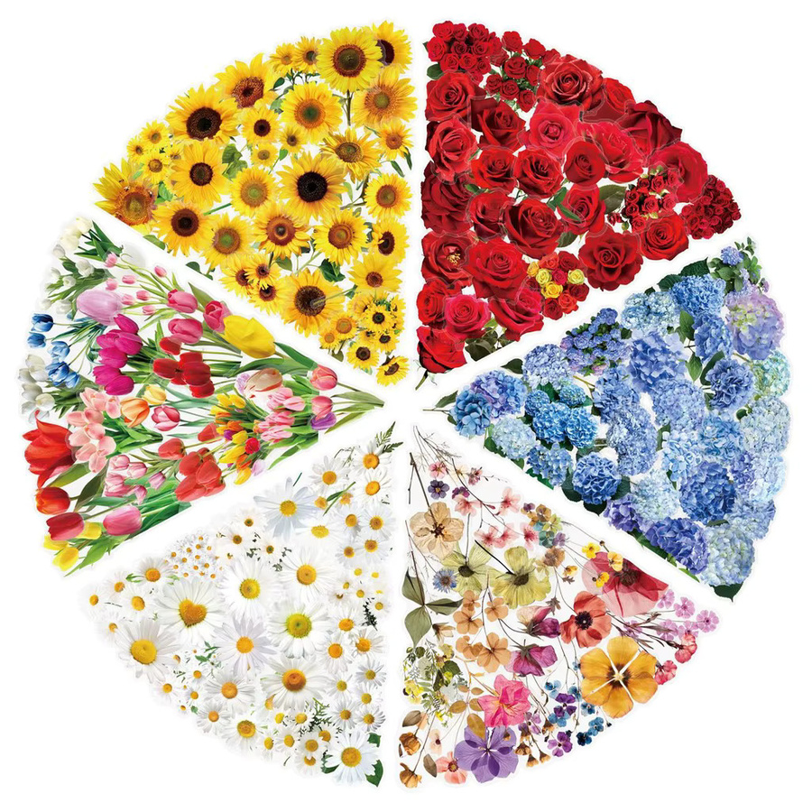 50 Stück transparente Blumen- und Pflanzenaufkleber aus PET als dekoratives Bastelzubehör von LanLanStickersWorld in Multicolour - Bild 2