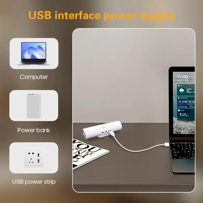 YJMP Super Lighting LED Nachtlicht mit Bewegungssensor und USB-Aufladung, weiß, 3 Farbmodi, magnetische Induktionsleuchte für Treppenhaus, Küche und Möbel - Bild 4