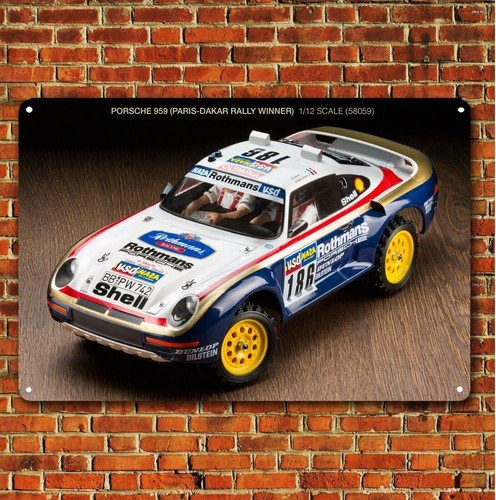 Metallposter Tamiya 959 Vintage RC-Auto Blechschild Plakette, Mehrfarbig, Breite: 20,0 cm, Höhe: 14,0 cm - Bild 1