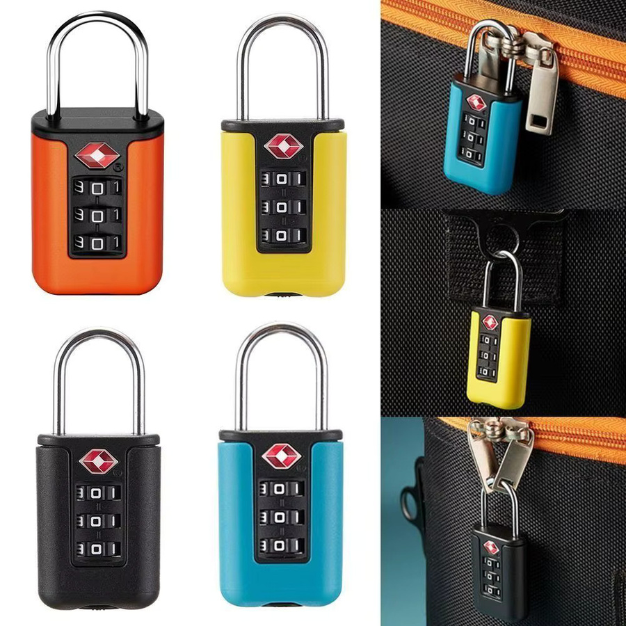 TSA-Zollcode-Vorhängeschloss mit Passwortfunktion im Kontrastfarben-Design in Orange - Bild 4