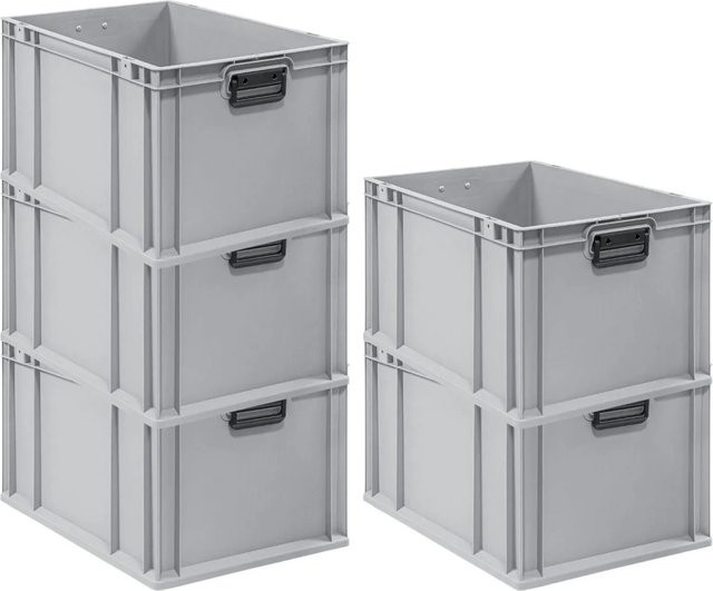 PROREGAL Spar Set 5x Eurobox Nextgen Portable Duo Transportbehälter Grau H x B x T: 32 x 40 x 60 cm - Bild 1