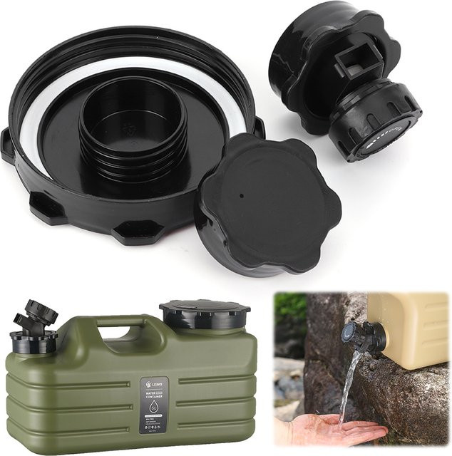 Alloet Camping-Wassereimer-Abdeckung mit Zapfhahn und Deckel in Schwarz für Wasservorratsbehälter beim Camping und Wandern - Bild 1