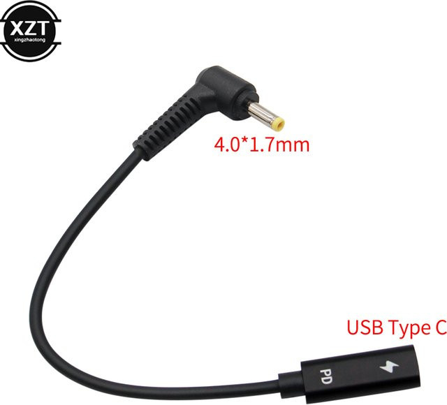 WYMECT USB-C auf DC 4,0 x 1,7 mm Adapter in Schwarz für Lenovo, Asus und BenQ PD Notebooks - Bild 1