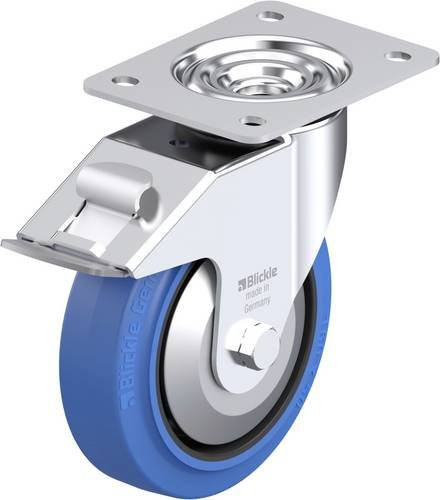 Blickle Stahlblech-Lenkrolle LE-POEV 160KAD-FI-SB-FA in Blau und Schwarz mit 160 mm Rad-Durchmesser und einer Tragfähigkeit von 300 kg - Bild 1