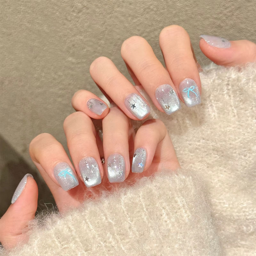 YADORNOS Press On Nails, Hellblau, Glänzend, 10 Stück - Bild 2