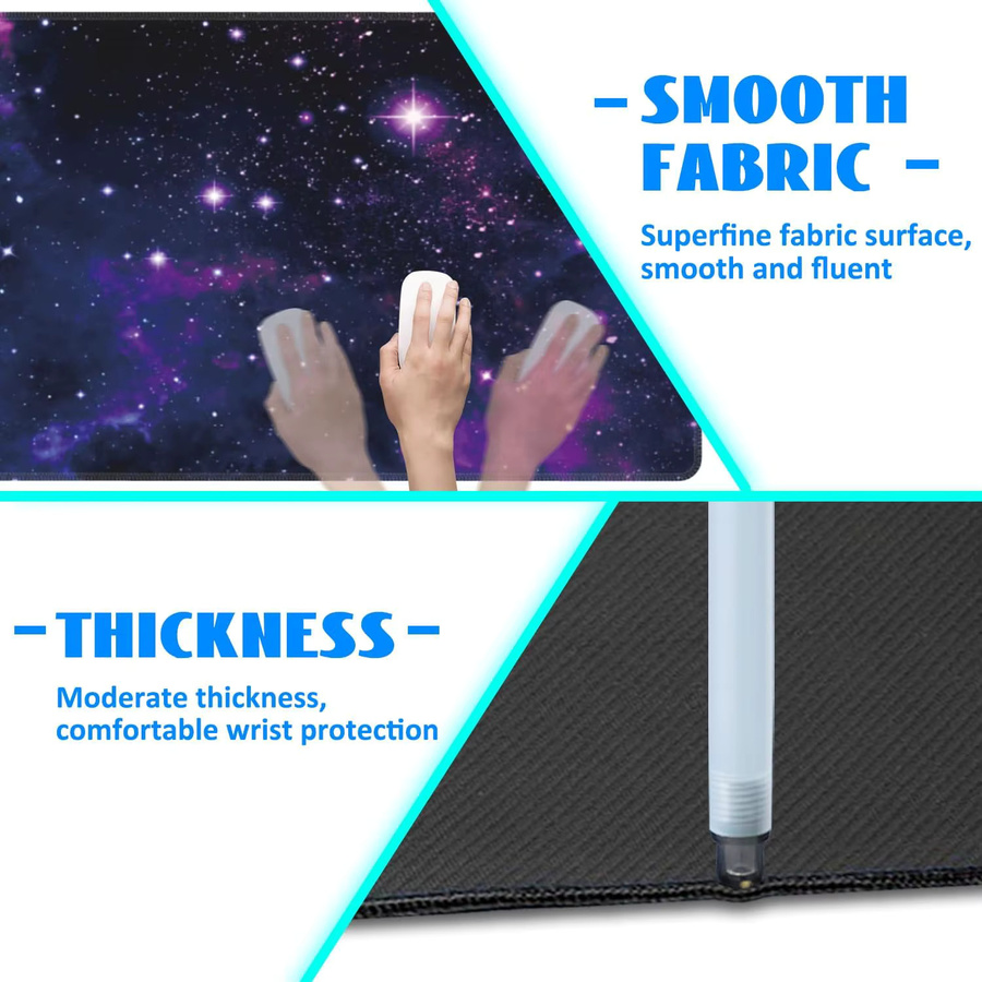 Galaxy Nebula Space Mauspad in Multicolour mit rutschfester Basis und genähten Kanten für Gaming, Zuhause und Büro - Bild 5