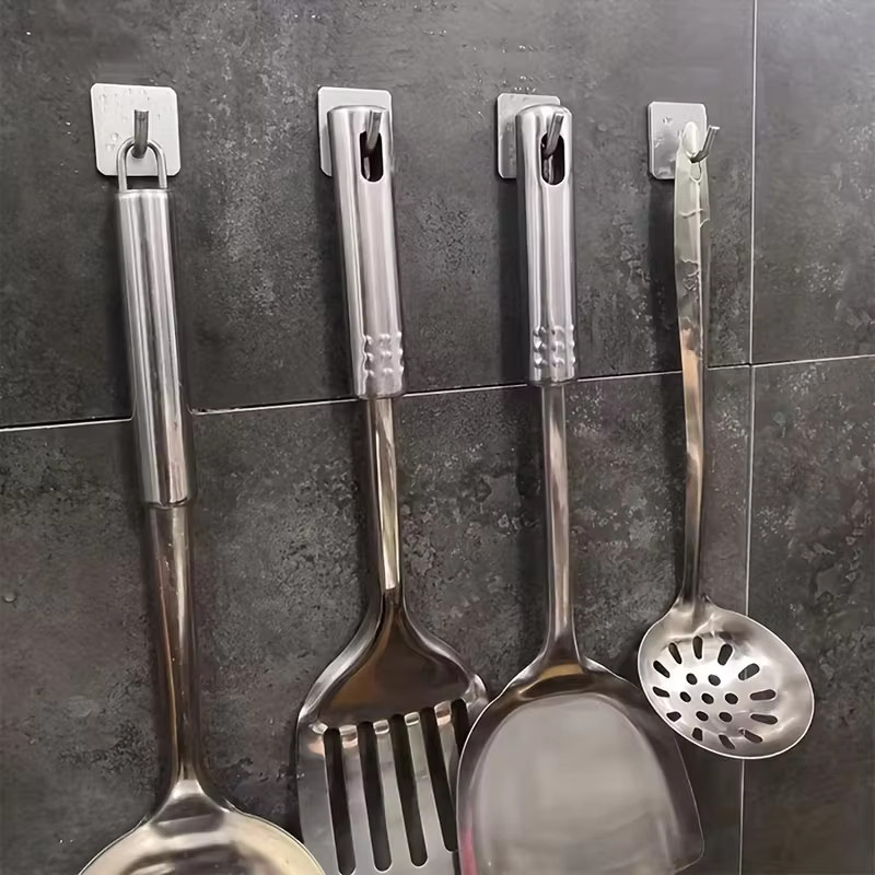 QUHE Selbstklebende Wandhaken aus Edelstahl in Silber als Handtuchhalter und Kleideraufhänger - Bild 2