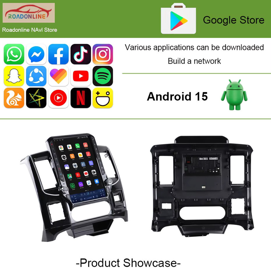 roadonline Android 15 Autoradio 14,5 Zoll für Dodge RAM 1500 2500 2008-2012 mit kabellosem Carplay, GPS-Navigation und Multimedia-Player in Schwarz - Bild 4