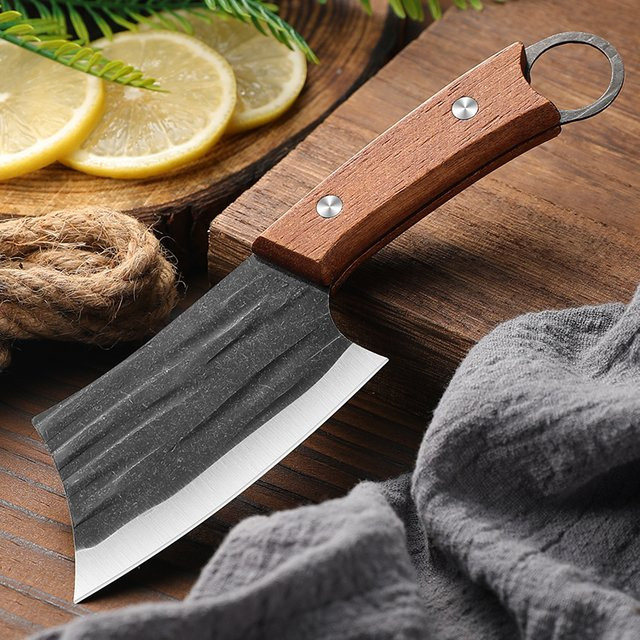 Handgeschmiedetes Fleischerbeil von SHENJIU aus Edelstahl mit Holzgriff als vielseitiges Küchenmesser zum Entbeinen und Fischfiletieren - Bild 1